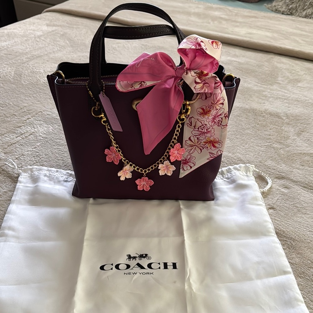Coach willow tote Purple Handbag with Pink Accents